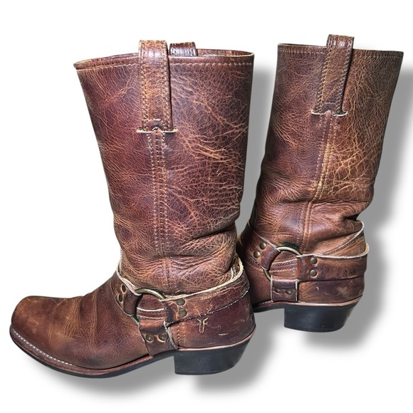 Frye Belted Harness Boots Mens 10 M Motorcycle Engineer Square Toe USA Leather - Picture 12 of 16